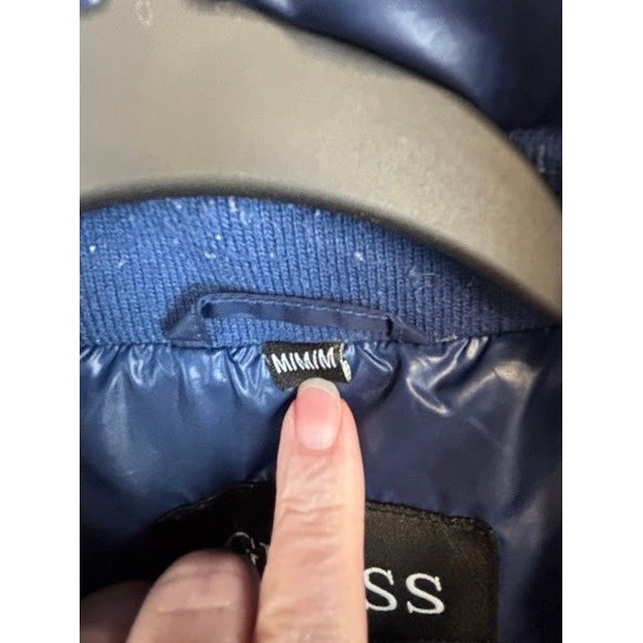 Guess Women's Puffer Jacket Quilted Coat Full Zip Blue Medium - Picture 4 of 9